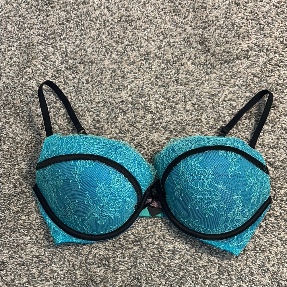 Elegant Lace Underwire Bra - Teal
